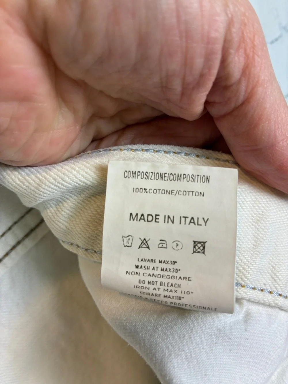 Family First Milano Men Logo Jeans White Black 32” X 32” Italian Preppy Summer